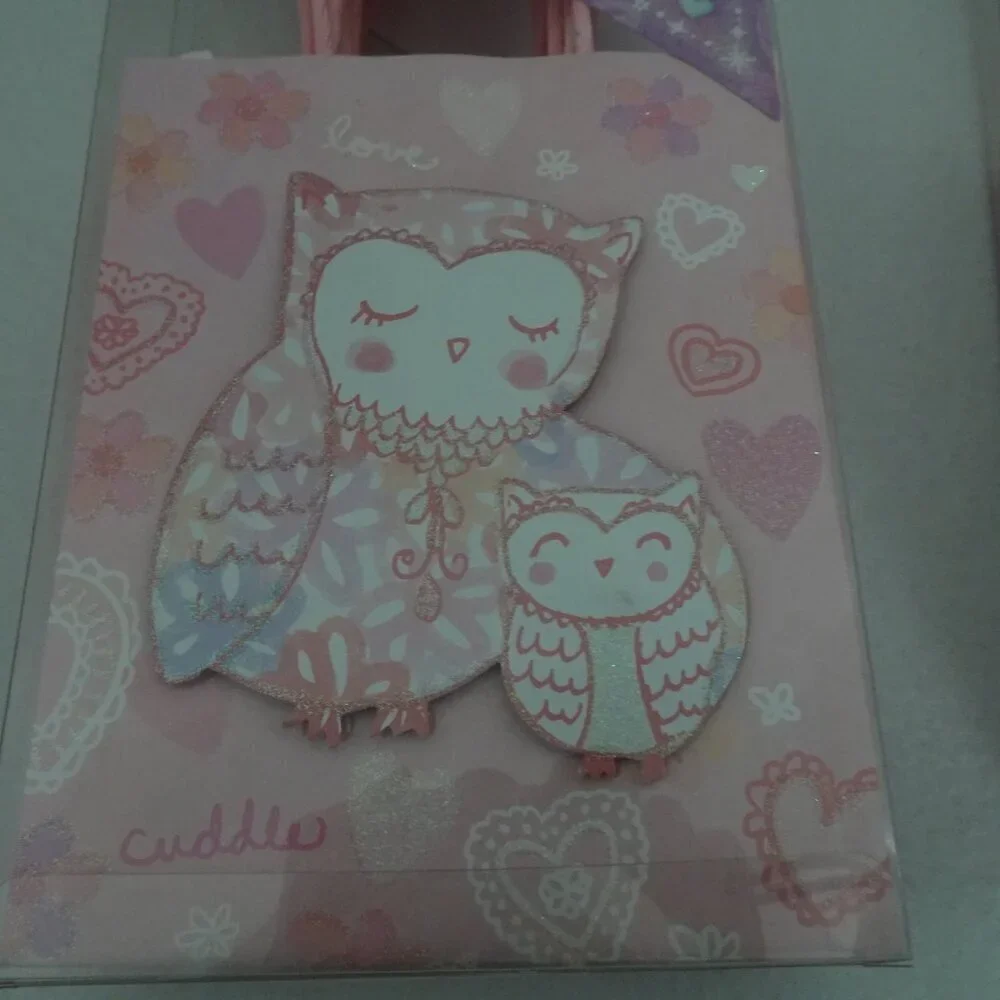 24 Punch Studio Pink Owl Gift Bags Glitter Hearts Birthday Party Loot Swag 7